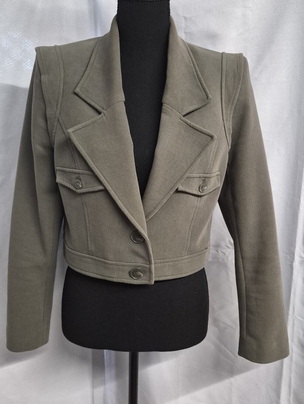 Express Olive Cropped Tailored Blazer